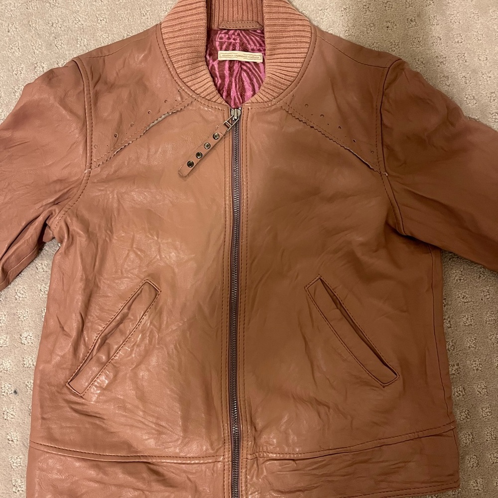 Real leather jacket/Dust Pink